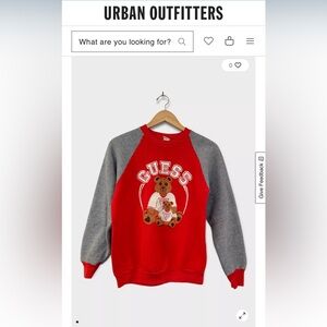 Vintage Guess Red and Gray Teddy Sweatshirt